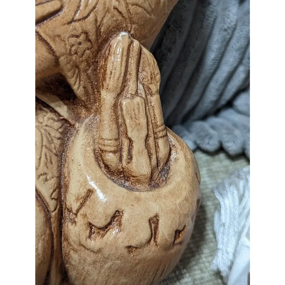 Rare Vintage Asian Geisha Figurine Woman Painting Duck 10 in Tall Mid-Century